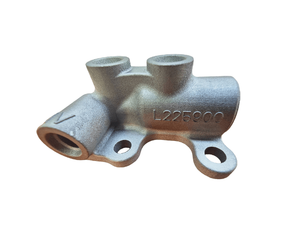 BJ-printed hydraulic three-way manifold by Unionfab